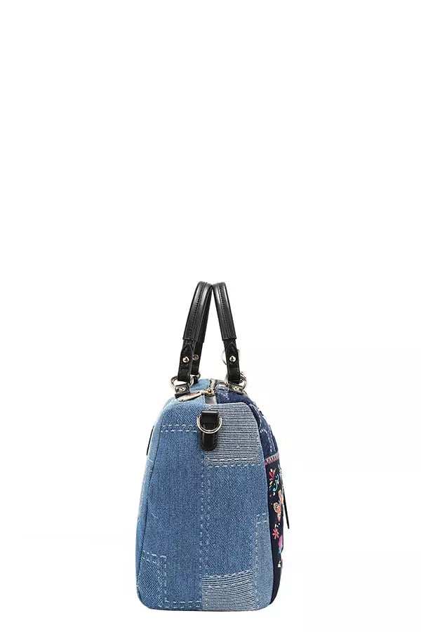 Nicole Lee USA Bosque De Amor Denim Boston Bag - Trendsi - Flyclothing LLC