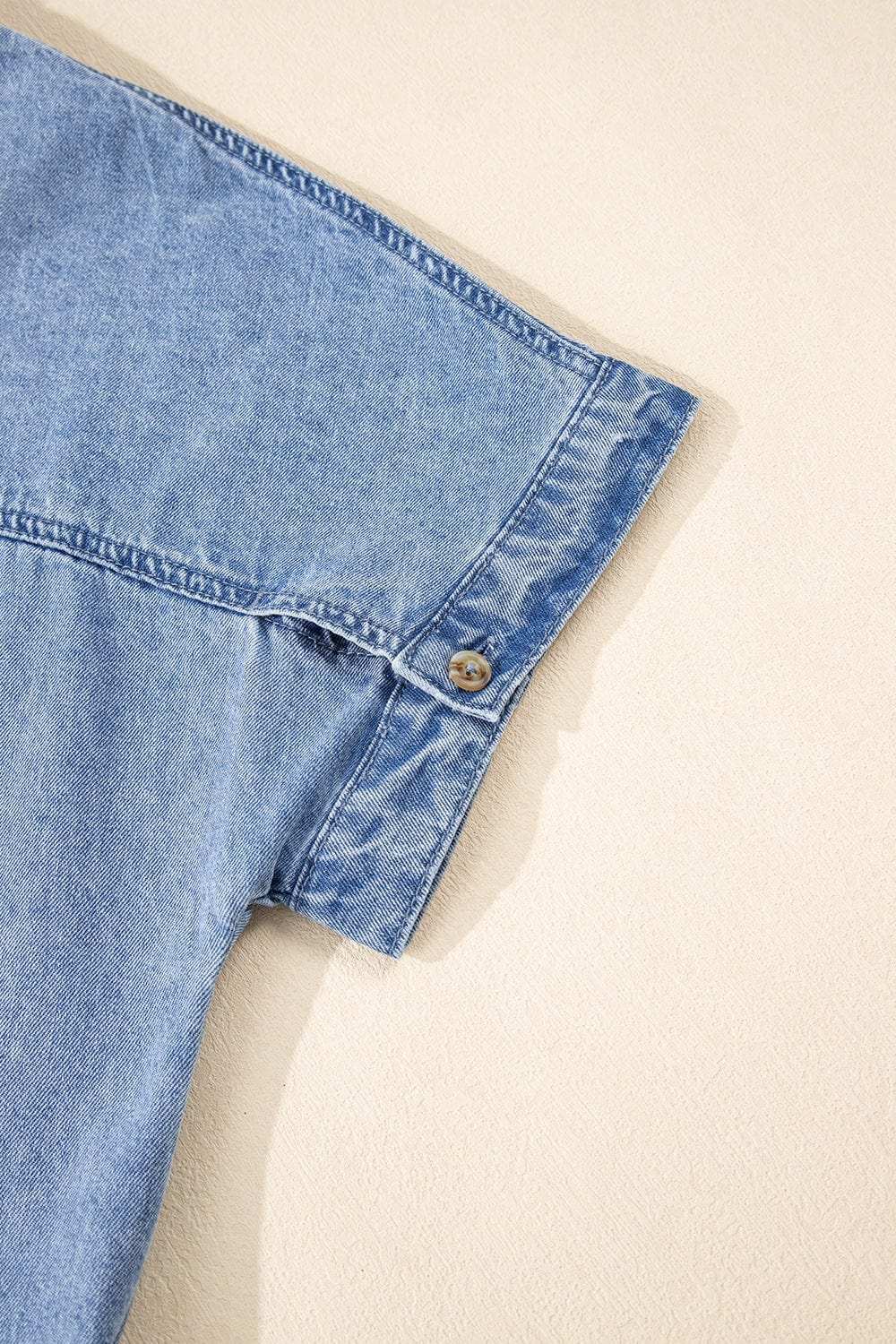 Button Down Short Sleeve Denim Dress - Trendsi - Flyclothing LLC