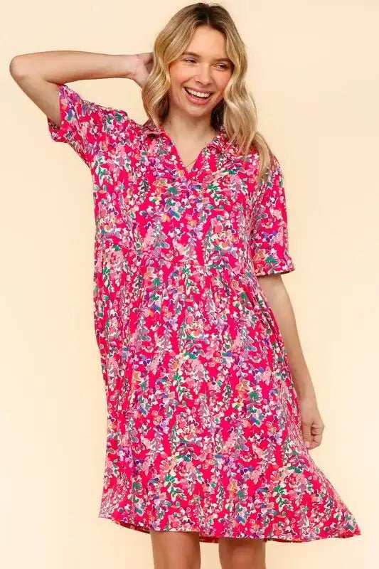 Haptics Johnny Collar Babydoll Dress with Side Pockets - Trendsi - Flyclothing LLC