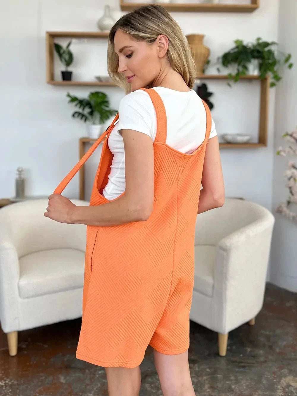 Double Take Full Size Texture Sleeveless Romper - Trendsi - Flyclothing LLC