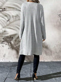 Ribbed Open Front Long Sleeve Cardigan with Pockets - Trendsi - Flyclothing LLC