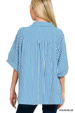 Zenana Oversized Stripe Button Down Shirt - Trendsi - Flyclothing LLC