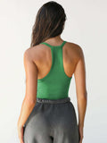 Ribbed V-Neck Halter Tank Top - Trendsi - Flyclothing LLC