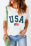 USA Round Neck Short Sleeve T-Shirt - Trendsi - Flyclothing LLC