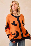 BiBi Halloween Witch Hat Moon Bat Artwork Cardigan - Trendsi - Flyclothing LLC
