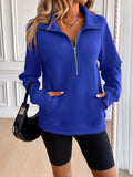 Ivy Lane Half Zip Raglan Sleeve Sweatshirt - Trendsi - Flyclothing LLC