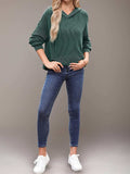 Double Take Textured Kangaroo Pocket Long Sleeve Hoodie - Trendsi - Flyclothing LLC