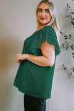 Plus Size Eyelet Round Neck Short Sleeve Blouse - Trendsi - Flyclothing LLC