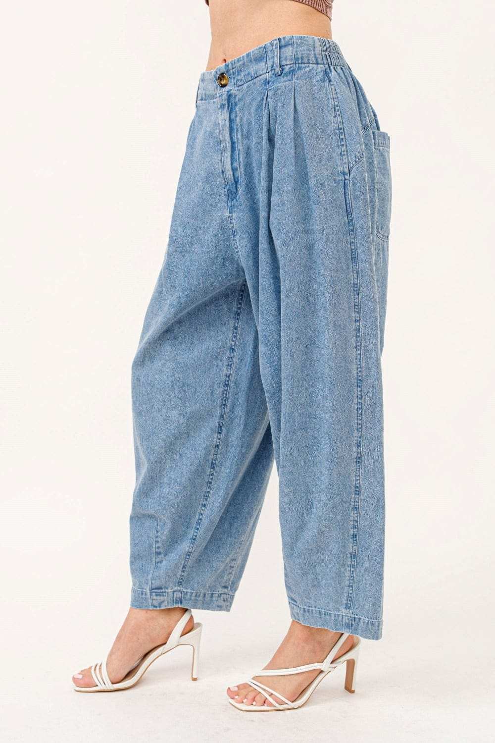 And The Why Elastic Back Pleated Baggy Jeans - Trendsi - Flyclothing LLC