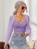 Mesh Sweetheart Neck Flounce Sleeve Top - Trendsi - Flyclothing LLC