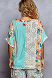 POL Lace Round Neck Short Sleeve Floral Pattern Top with Patch Detail - Trendsi - Flyclothing LLC