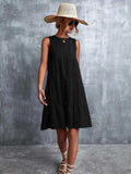 Tiered Round Neck Sleeveless Mini Tank Dress - Trendsi - Flyclothing LLC
