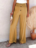 Full Size Decorative Button High Waist Pants - Trendsi - Flyclothing LLC