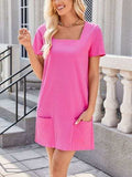 Lovelet Square Neck Short Sleeve Mini Tee Dress - Trendsi - Flyclothing LLC