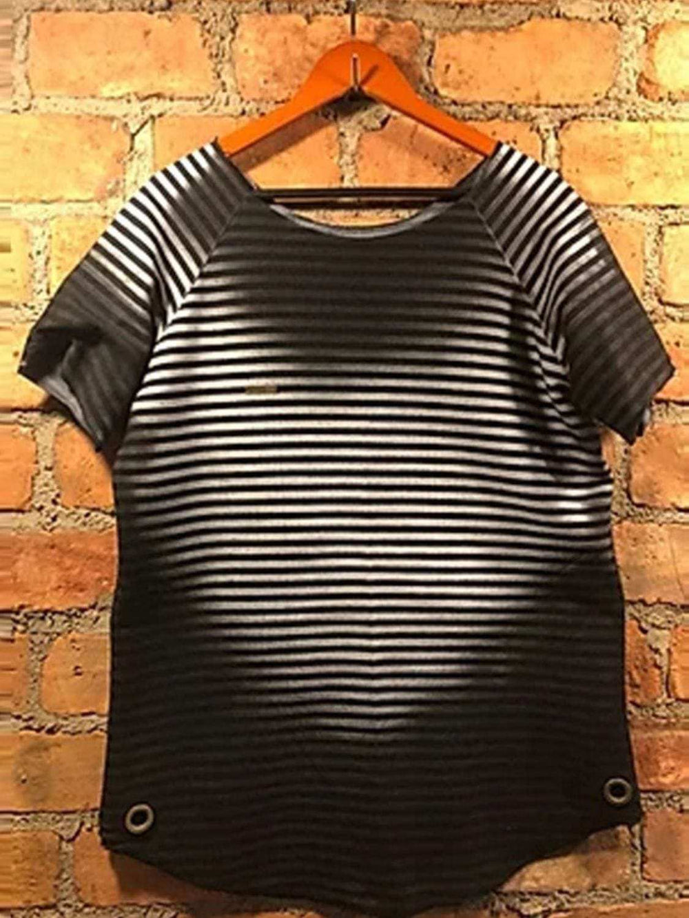 Men's Full Size Round Neck Short Sleeve Striped T-Shirt Plus Size - Trendsi - Flyclothing LLC