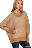 Zenana Exposed Seam Two Tone Ribbed Sweater - Trendsi - Flyclothing LLC