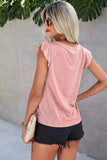 Ruffled Round Neck Cap Sleeve T-Shirt - Trendsi - Flyclothing LLC