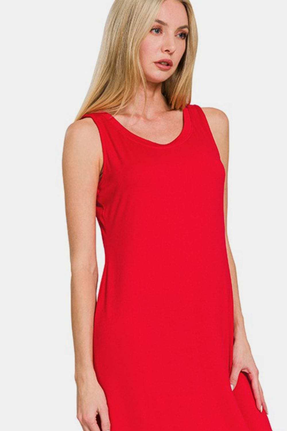 Zenana Scoop Neck Wide Strap Tank Dress - Trendsi - Flyclothing LLC