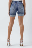 RISEN Full Size Distressed Rolled Denim Shorts with Pockets - Trendsi - Flyclothing LLC