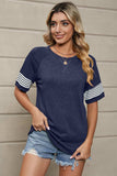 Striped Round Neck Short Sleeve T-Shirt - Trendsi - Flyclothing LLC