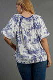 Umgee Full Size Two Tone Landscape Round Neck Print Top Plus Size - Trendsi - Flyclothing LLC