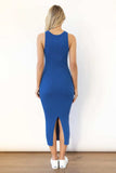 Slit Ribbed Round Neck Sleeveless Dress - Trendsi - Flyclothing LLC