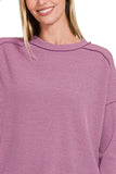 Zenana Ribbed Drop Shoulder Round Neck Sweater - Trendsi - Flyclothing LLC