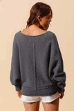 SO ME Loose Fit Exposed Seam Slouchy Boucle Sweater - Trendsi - Flyclothing LLC