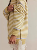 Striped Knit Round Neck Sweater - Trendsi - Flyclothing LLC