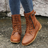 Lace-Up Ankle Boots with Zipper Detail - Trendsi - Flyclothing LLC