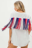 BiBi American Flag Sequin Star Fringe Top - Trendsi - Flyclothing LLC