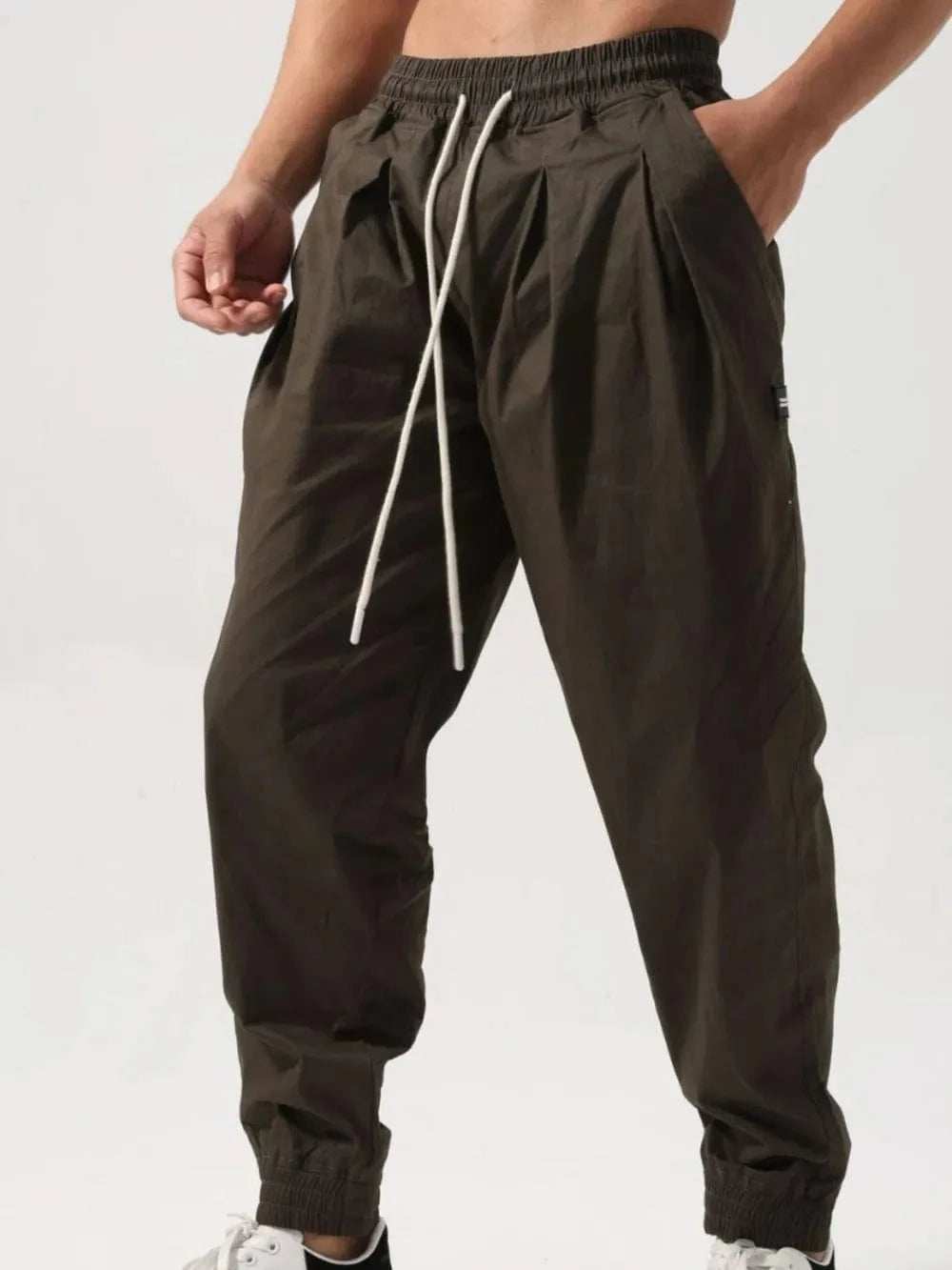 Men's Plus Size Drawstring Pocketed Active Pants - Trendsi - Flyclothing LLC