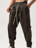 Men's Plus Size Drawstring Pocketed Active Pants - Trendsi - Flyclothing LLC