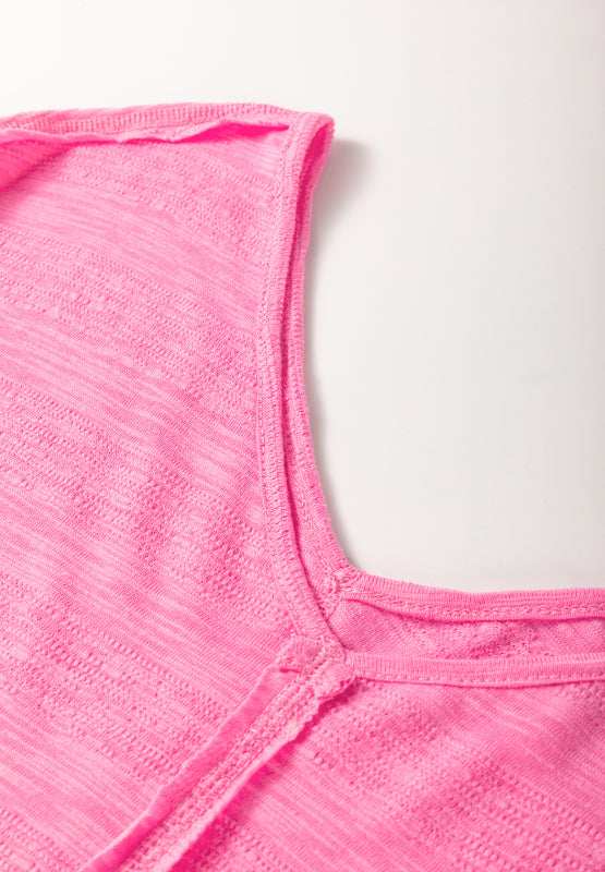 Exposed Seam V-Neck Three-Quarter Sleeve Blouse - Trendsi - Flyclothing LLC