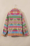 Plus Size Pocketed Printed Collared Neck Jacket - Trendsi - Flyclothing LLC