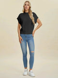 Double Take Full Size Mock Neck Short Sleeve Sweater - Trendsi - Flyclothing LLC