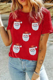 Sequin Santa Round Neck Short Sleeve T-Shirt - Trendsi - Flyclothing LLC