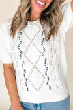 Cable Knit Round Neck Half Sleeve Sweater - Trendsi - Flyclothing LLC