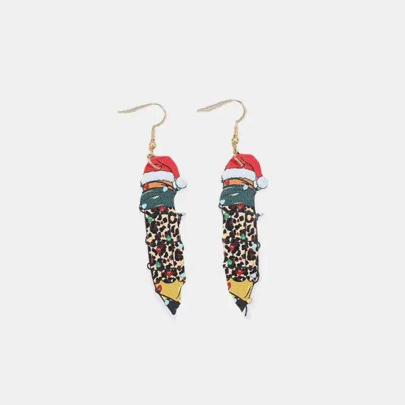 PU Leather Alloy Pencil Earrings - Trendsi - Flyclothing LLC