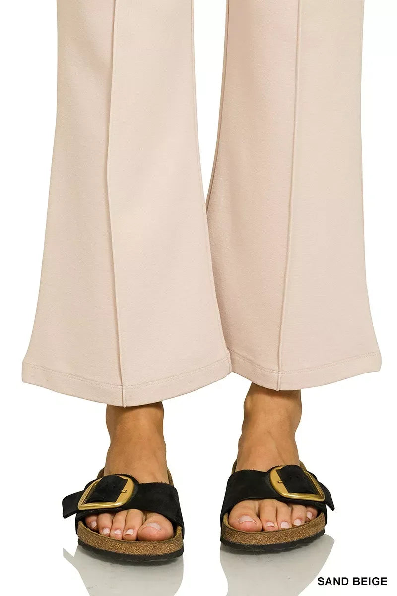 Zenana Heavy Ponte Elastic Waistband Pintuck Pants - Trendsi - Flyclothing LLC