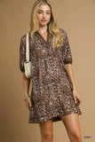 Umgee Full Size Leopard Print Mini Dress with Contrast Trim Plus Size - Trendsi - Flyclothing LLC