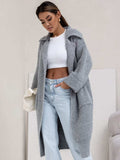 Pocketed Collared Neck Dropped Shoulder Cardigan - Trendsi - Flyclothing LLC
