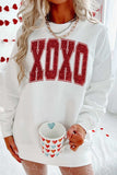 Valentine’s Day XOXO Glitter Round Neck Sweatshirt - Trendsi - Flyclothing LLC