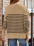 Striped Round Neck Long Sleeve Sweatshirt - Trendsi - Flyclothing LLC