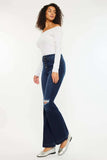 Kancan Button Fly High Rise Distressed Flare Jeans - Trendsi - Flyclothing LLC