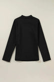 Thermal Lined Mock Neck Long Sleeve Blouse - Trendsi - Flyclothing LLC