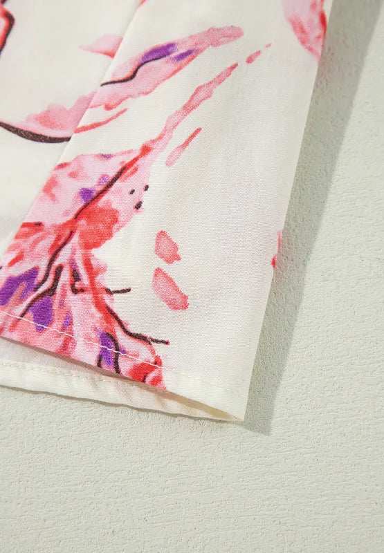 Tied Flower Printed Three-Quarter Sleeve Dress - Trendsi - Flyclothing LLC