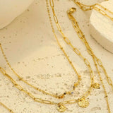 18K Gold-Plated Double-Layered Necklace - Trendsi - Flyclothing LLC