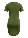 Round Neck Short Sleeve Mini Tee Dress - Trendsi - Flyclothing LLC
