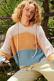 POL Color Block Long Sleeve Hooded Sweater - Trendsi - Flyclothing LLC